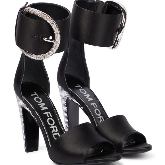 TOM FORD Crystal-embellished satin sandals, size 37.5 - Picture 1 of 6